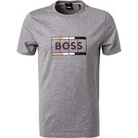 BOSS Black Herren T-Shirt grau Baumwolle von BOSS Black