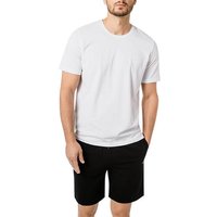 BOSS Black Herren T-Shirt weiß Jersey-Baumwolle unifarben von BOSS Black