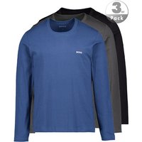 BOSS Black Herren Longsleeve blau Baumwolle von BOSS Black