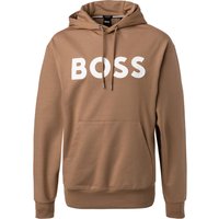 BOSS Black Herren Hoodie beige Baumwolle Logo und Motiv von BOSS Black