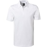 BOSS Black Herren Zip-Polo weiß Baumwoll-Piqué von BOSS Black