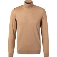 BOSS Black Herren Rollkragenpullover beige Schurwolle unifarben von BOSS Black