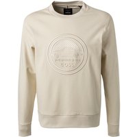 BOSS Black Herren Sweatshirt beige Baumwolle unifarben von BOSS Black