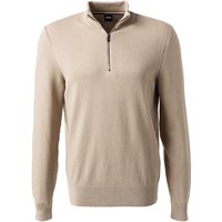 BOSS Black Herren Troyer beige Baumwolle unifarben von BOSS Black