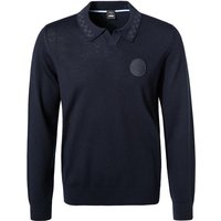 BOSS Black Herren Pullover blau Schurwolle unifarben von BOSS Black