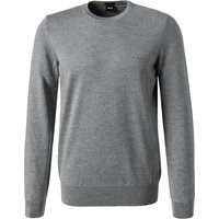 BOSS Black Herren Pullover grau Schurwolle unifarben von BOSS Black