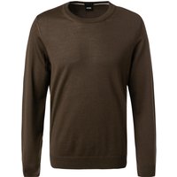 BOSS Black Herren Pullover grün Schurwolle unifarben von BOSS Black