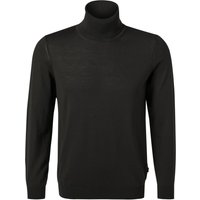 BOSS Black Herren Rollkragenpullover schwarz Schurwolle unifarben von BOSS Black