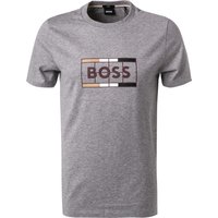 BOSS Black Herren T-Shirt grau Baumwolle meliert Slim Fit von BOSS Black