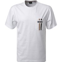 BOSS Black Herren T-Shirt weiß Baumwolle von BOSS Black