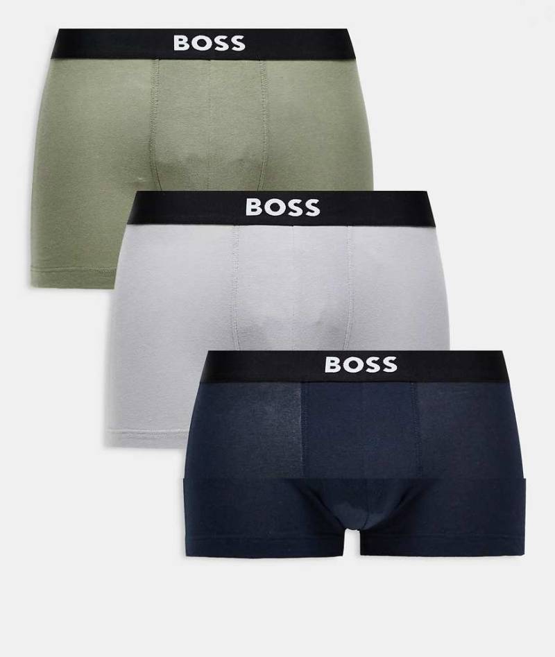 BOSS - 3er-Pack Unterhosen in Grün, Grau und Marineblau-Bunt von BOSS Bodywear