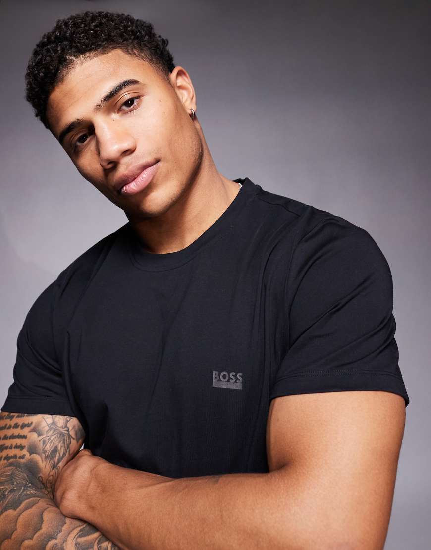 BOSS Bodywear - 365 - Regular Fit T-Shirt in Schwarz mit Logo von BOSS Bodywear