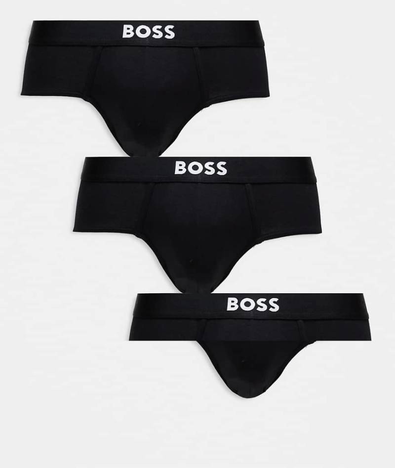 BOSS Bodywear - 3er-Pack Hipster-Slips in Schwarz mit Markenlogo vorne von BOSS Bodywear