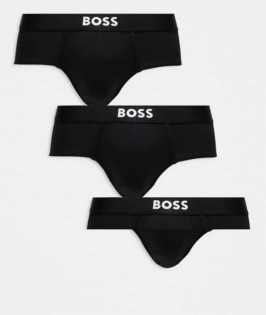 BOSS Bodywear - 3er-Pack Hipster-Slips in Schwarz mit Markenlogo vorne von BOSS Bodywear