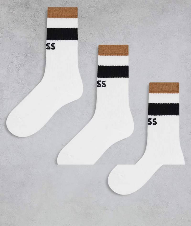 BOSS Bodywear - 3er-Pack Socken in Weiß mit Logo und Streifen von BOSS Bodywear