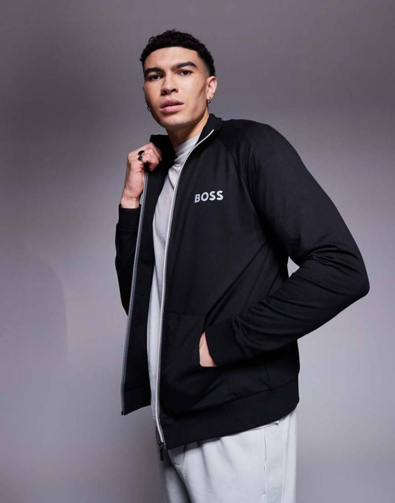 BOSS Bodywear - Authentic - Sweatjacke in Schwarz mit durchgehendem Reißverschluss, in regulärer Passform von BOSS Bodywear