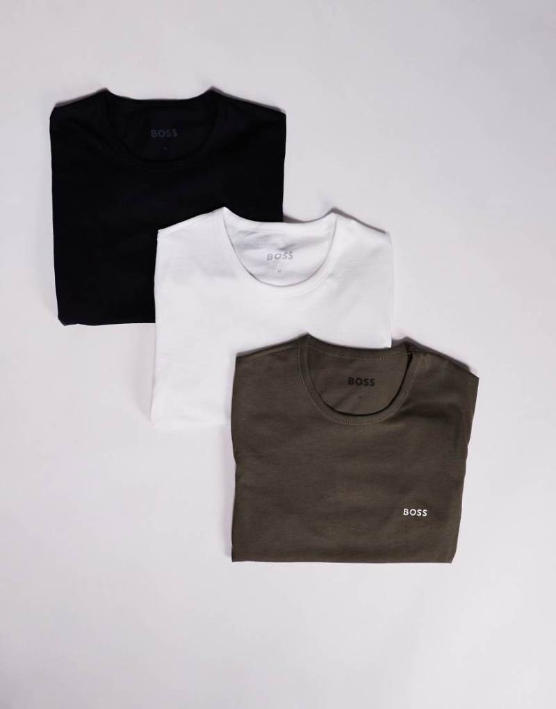 BOSS Bodywear - Classic - 3er-Pack T-Shirts in Schwarz/Weiß/Grün mit Logo und normalem Schnitt-Bunt von BOSS Bodywear