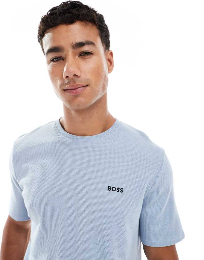 BOSS - Bodywear - T-Shirt in Blau mit Waffelstruktur von BOSS Bodywear