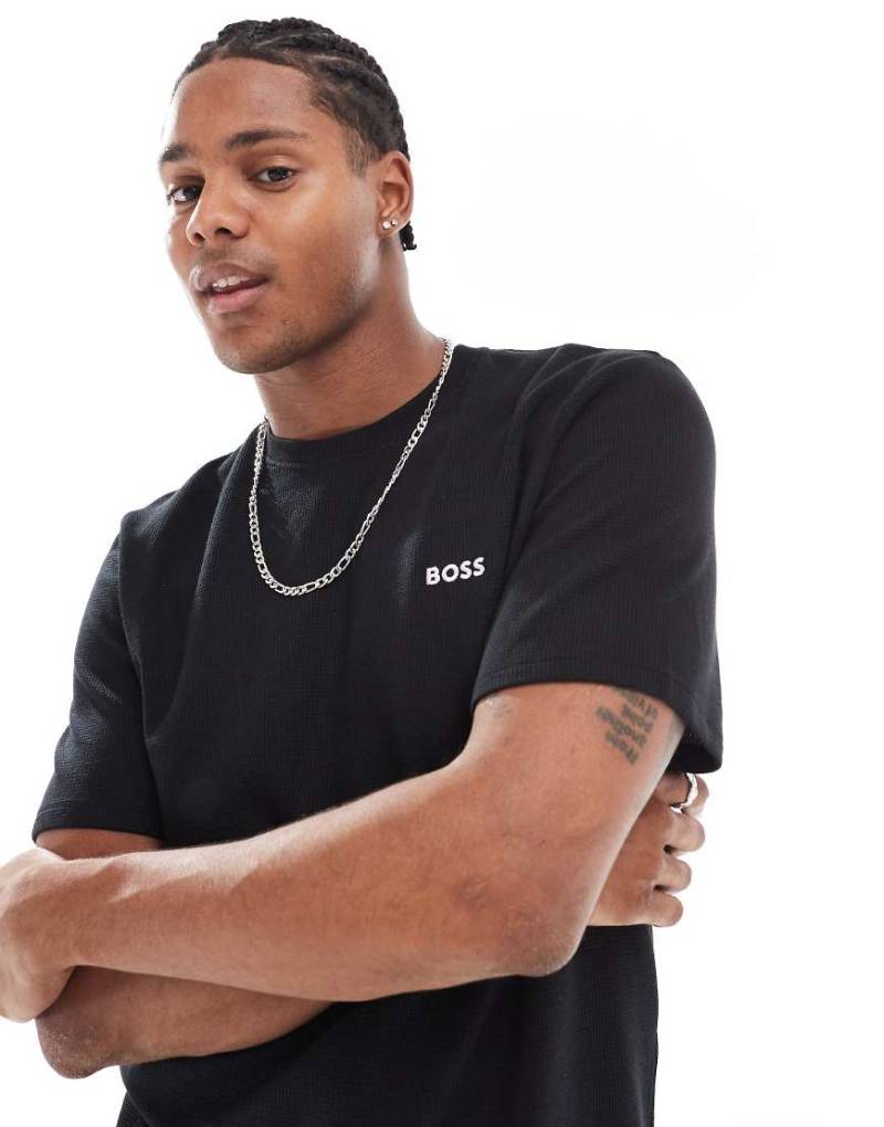 BOSS - Bodywear - T-Shirt in Schwarz mit Waffelstruktur, Kombiteil von BOSS Bodywear