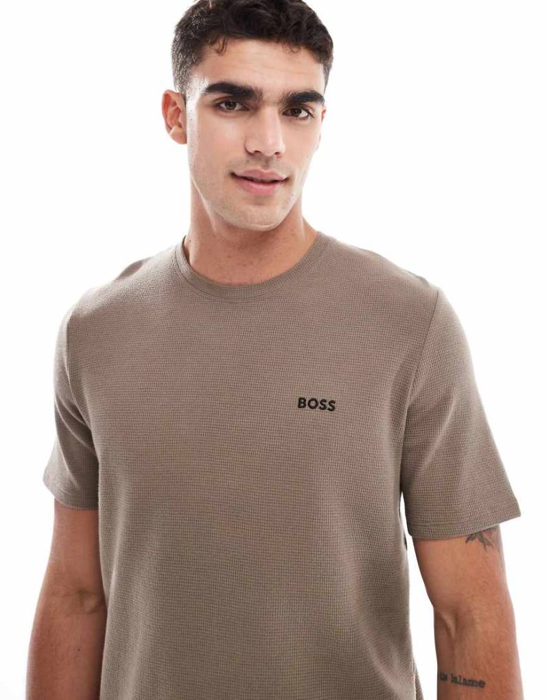 BOSS Bodywear - Waffel-T-Shirt in Braun, Kombiteil von BOSS Bodywear