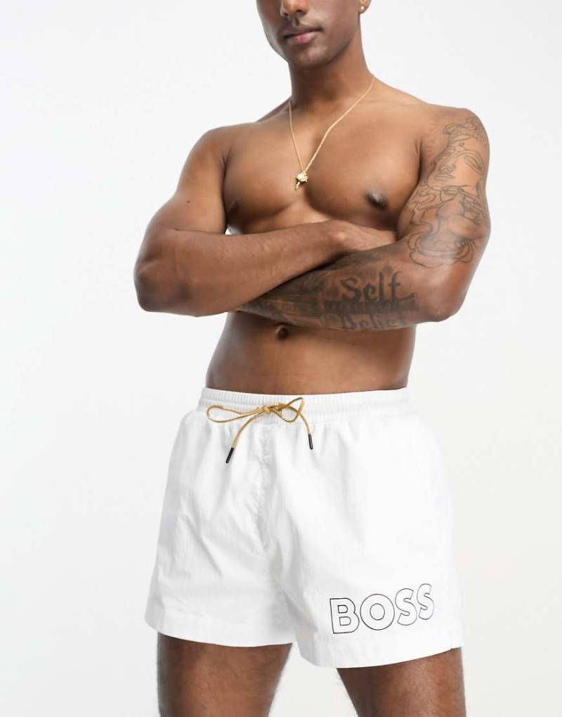 BOSS - Mooneye - Badeshorts in Weiß von BOSS Bodywear