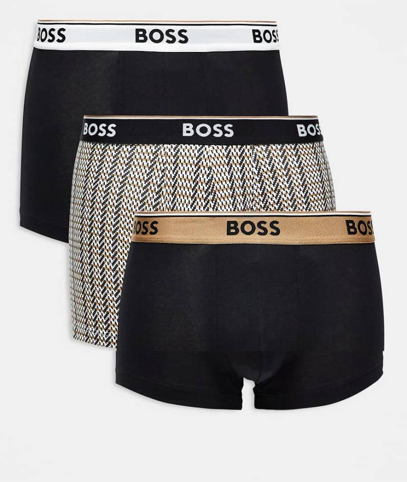 Boss Bodywear - 3er-Pack eng geschnittene Boxershorts in Schwarz und mit Muster von BOSS Bodywear