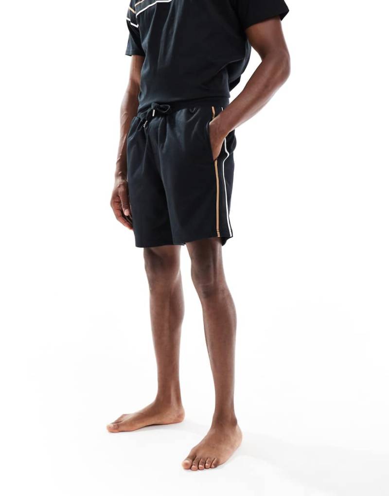 Boss Bodywear - Iconic - Shorts aus Jersey in Schwarz mit Seitenstreifen, Kombiteil von BOSS Bodywear