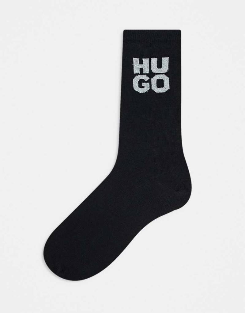 HUGO - Bodywear - 2er-Geschenkset Socken in Schwarz mit Glitzer-Logo von Hugo Red