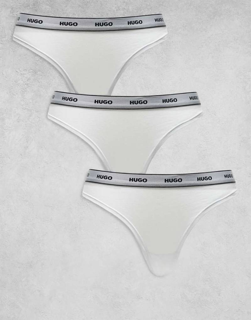 HUGO Bodywear - 3er-Pack Tangas in Weiß mit Logo-Bund von Hugo Red