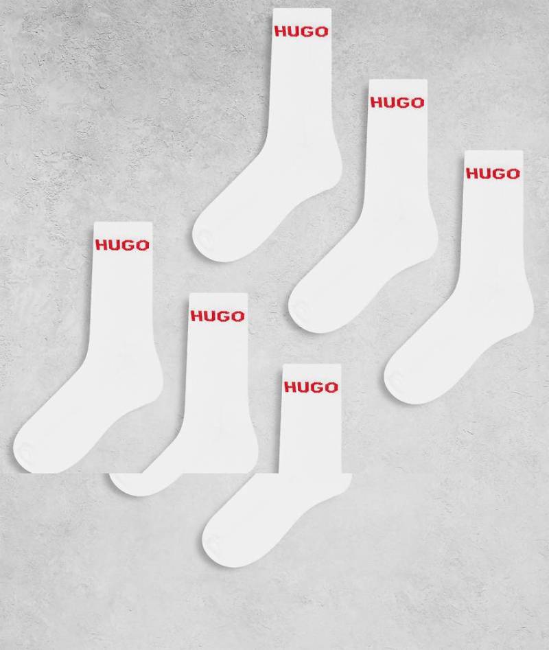 HUGO Bodywear - 6er-Pack gerippte Logo-Socken in Weiß von BOSS Bodywear