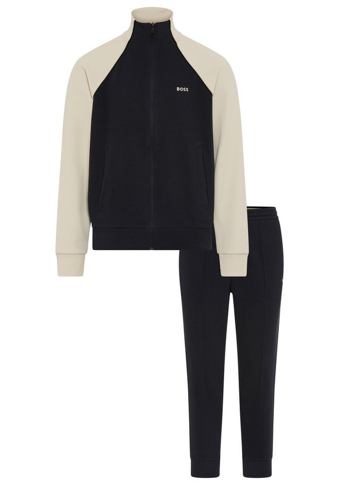 BOSS GREEN Jogginganzug (Set, 2 tlg), Trainingsanzug Stehkragen, kontrastfarbige Ärmel, Regular Fit von BOSS GREEN