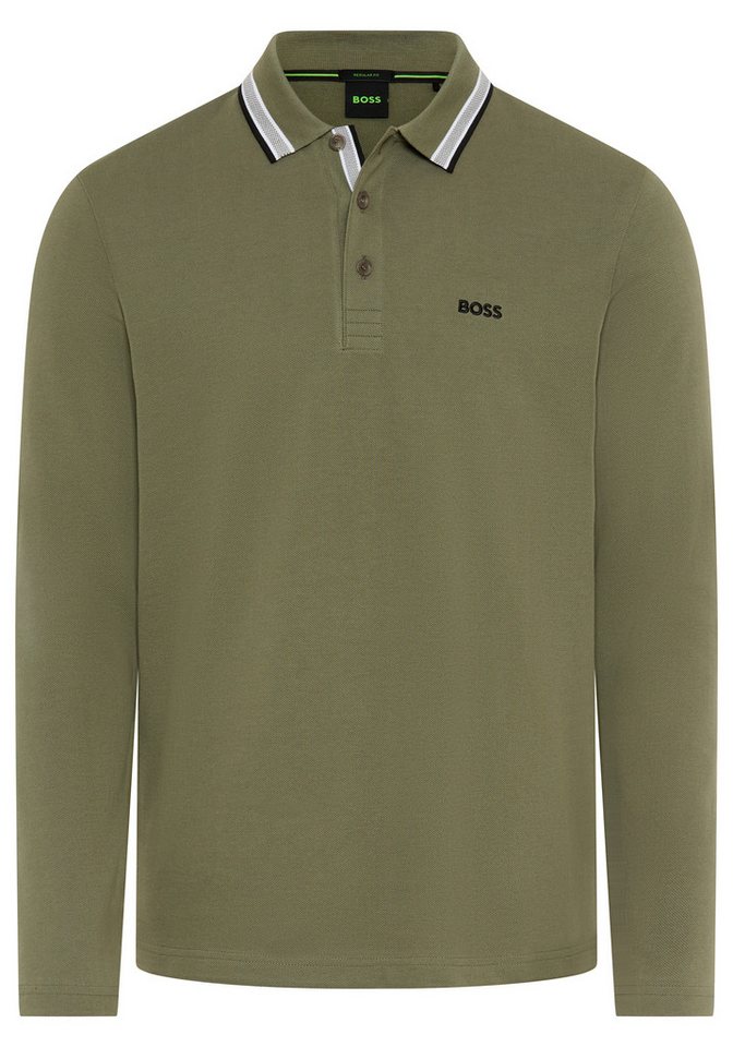 BOSS GREEN Langarm-Poloshirt Plisy mit Streifen am Kragen von BOSS GREEN