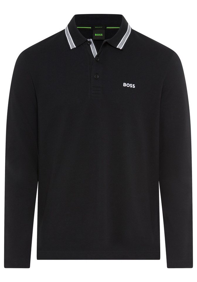 BOSS GREEN Langarm-Poloshirt Plisy mit Streifen am Kragen von BOSS GREEN