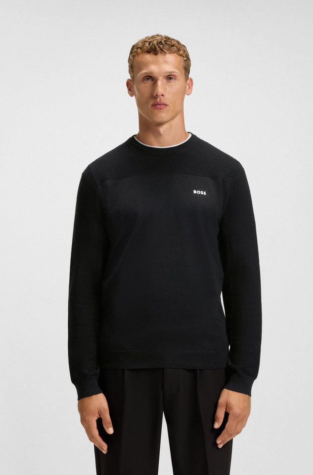 BOSS GREEN Strickpullover KN Momentum-X CN Rundhalsausschnitt, Regular Fit, kontrast HD-Logo von BOSS GREEN