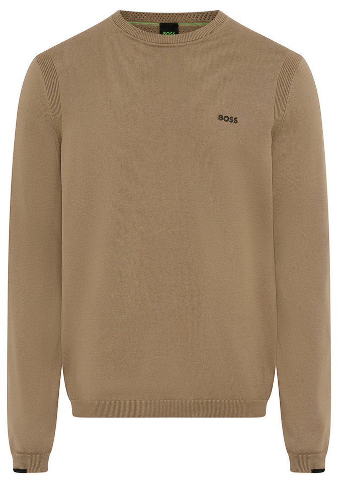 BOSS GREEN Strickpullover Rundhalsausschnitt, Regular Fit, Logo-Print von BOSS GREEN