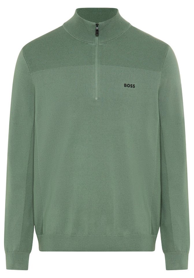 BOSS GREEN Strickpullover Stehkragen mit Reißverschluss, Regular Fit von BOSS GREEN