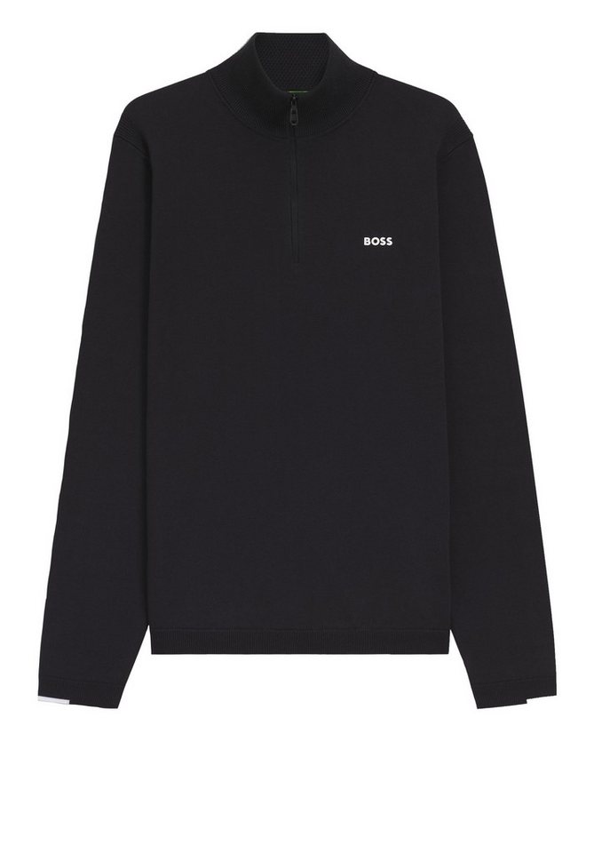 BOSS GREEN Strickpullover mit Troyerkragen und Logo-Print (1-tlg) von BOSS GREEN