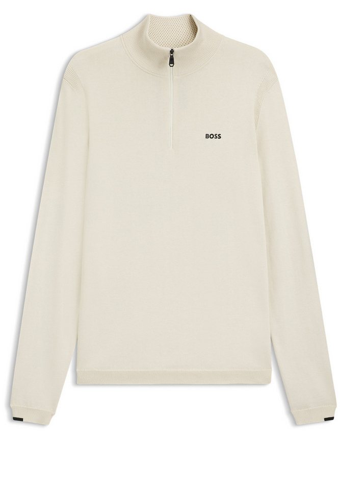 BOSS GREEN Strickpullover mit Troyerkragen und Logo-Print (1-tlg) von BOSS GREEN