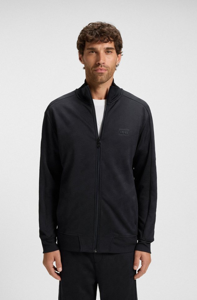 BOSS GREEN Sweatjacke Mirror Flachstrickkragen, regular fit, Reißverschluss, gesteppter Jacquard von BOSS GREEN