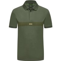 BOSS GREEN Piqué-Poloshirt mit gummiertem Logo-Emblem und Bruststreifen von BOSS Green