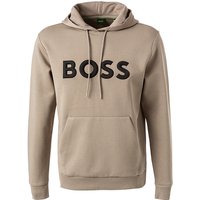 BOSS Green Herren Hoodie beige Baumwolle Logo und Motiv von BOSS Green