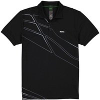 BOSS Green Herren Polo-Shirt schwarz Baumwoll-Piqué gemustert von BOSS Green