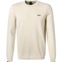 BOSS Green Herren Pullover weiß Baumwolle unifarben von BOSS Green