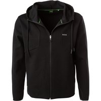 BOSS Green Herren Sweatjacke schwarz Baumwolle unifarben von BOSS Green