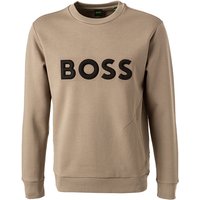 BOSS Green Herren Sweatshirt beige Baumwolle Logo und Motiv von BOSS Green