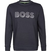 BOSS Green Herren Sweatshirt blau Baumwolle Logo und Motiv von BOSS Green