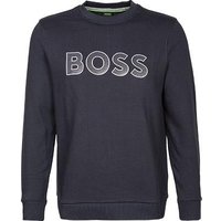 BOSS Green Herren Sweatshirt blau Baumwolle Logo und Motiv von BOSS Green