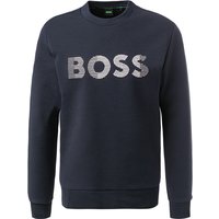 BOSS Green Herren Sweatshirt blau Baumwolle Logo und Motiv von BOSS Green