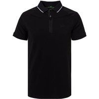 BOSS Green Herren Zip-Polo schwarz Baumwoll-Jersey von BOSS Green