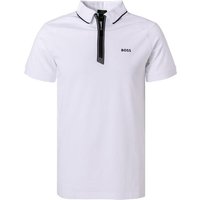 BOSS Green Herren Zip-Polo weiß Baumwoll-Jersey von BOSS Green